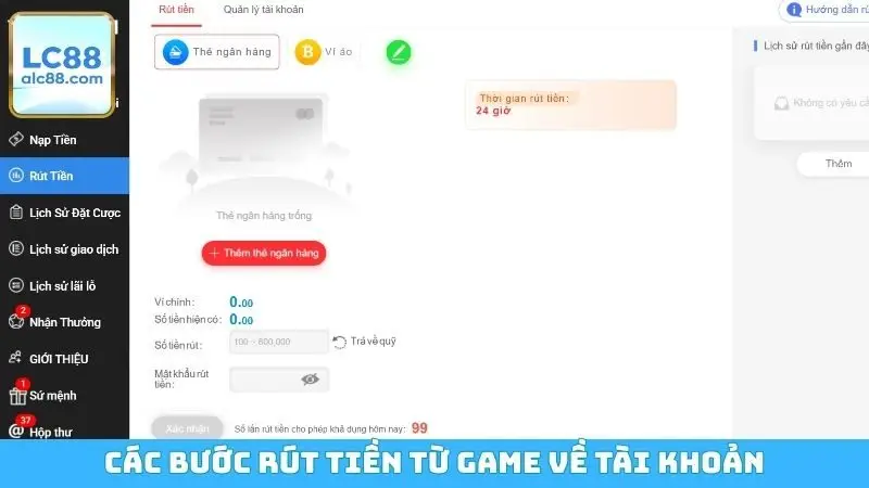 Các bước rút tiền từ game về tài khoản